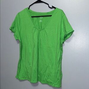 St. John's Bay Green Relaxed Cuffed Sleeve Tee